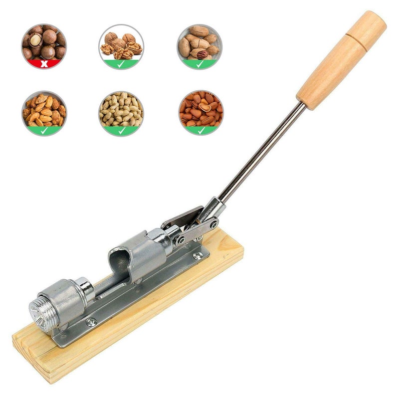winvin Mechanical Heavy Duty Nut Cracker, Pecan Cracker Walnut Cracker Plier Opener Tool, Desktop Wood Base & Handle - Image 4